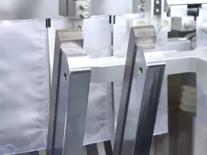 ماكينة تعبئة أكياس فوهات رول ستوك بمحرك سيرفو ذات فوهتين