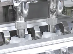 ماكينة تعبئة أكياس فوهات رول ستوك بمحرك سيرفو ذات فوهتين