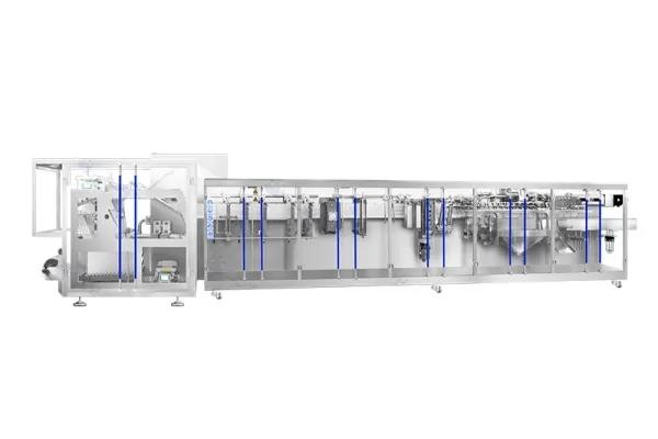 ماكينة تعبئة أكياس فوهات رول ستوك بمحرك سيرفو ذات فوهتين